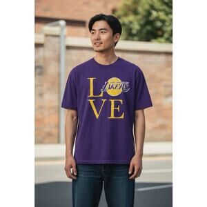Los Angeles Laker LAL "LOVE" Short Sleeve NBA Purple TShirt Size XL